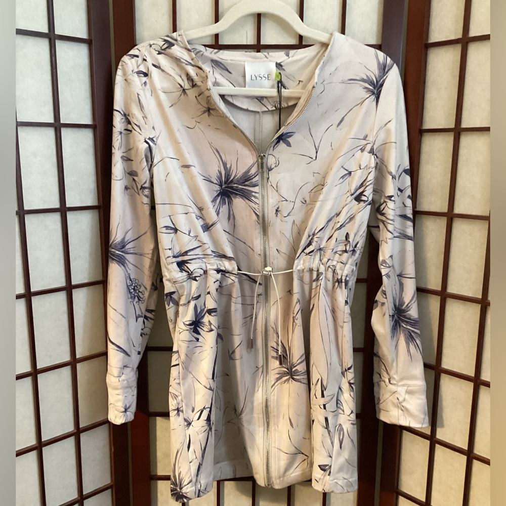 Lyss’e New York Faux Suede Anorak Hibiscus Floral Casual Jacket Size:XS